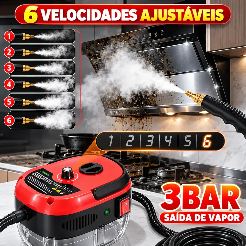 Foto 3 — Limpador a Vapor Portátil 2500W